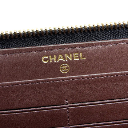 Top Quality Chanel Caviar Skin Round Zipper Long Wallet A50097
