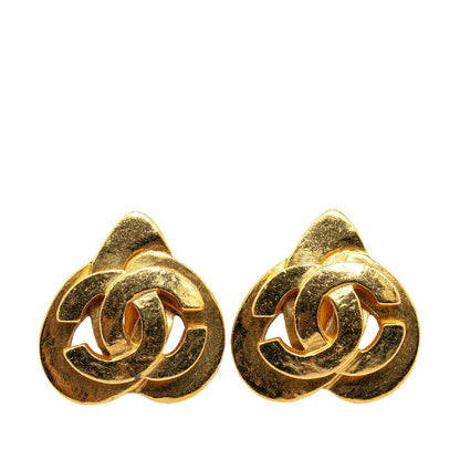 Top Quality Chanel Vintage Coco Mark Heart Motif Clip-On Earrings Gold
