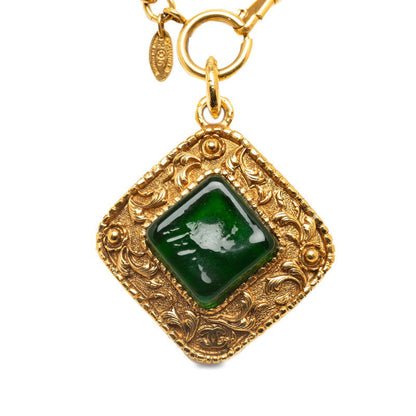 Top Quality Chanel Vintage Color Stone Rhombus Necklace Gold Plated