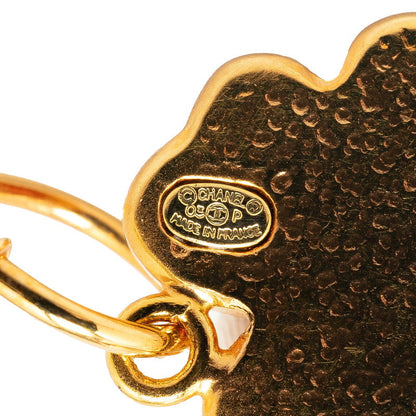 Top Quality Chanel Coco Mark Clover Motif Swing Earrings Gold Pink