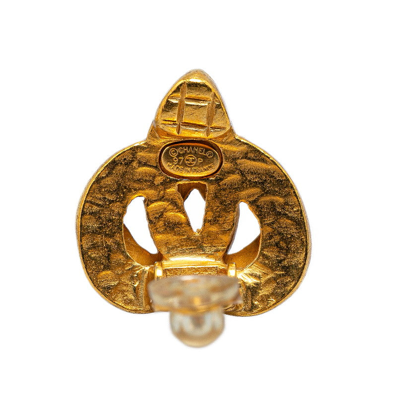 Top Quality Chanel Vintage Coco Mark Heart Motif Earrings Gold Plated