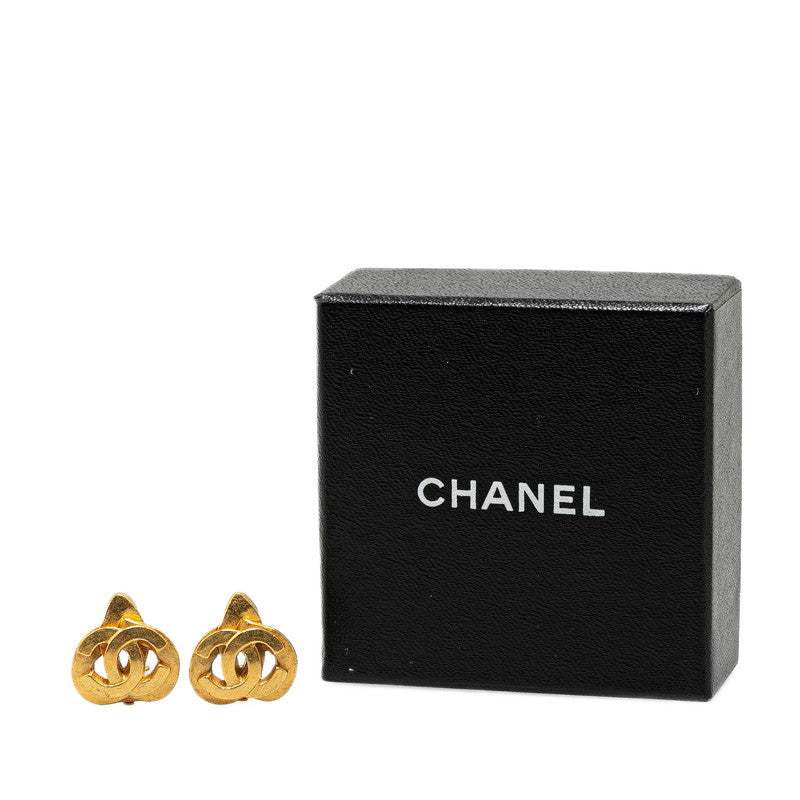 Top Quality Chanel Vintage Coco Mark Heart Motif Earrings Gold Plated