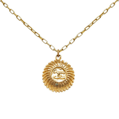 Top Quality Chanel Vintage Coco Mark Medal Necklace Gold Plated