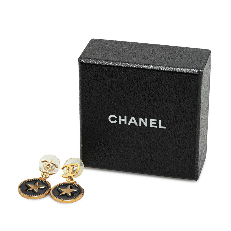 Top Quality Chanel Star Motif Earrings Gold Black