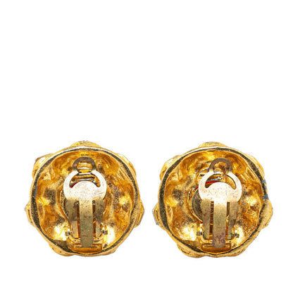 Top Quality Chanel Gripoix Bijou Clip Earrings Gold Red
