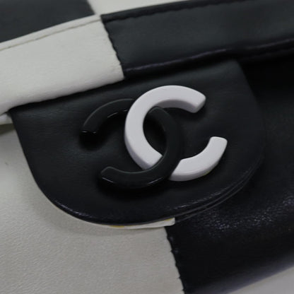 Top Quality Chanel COCO Mark Chain Shoulder Bag Lamb Skin Black White CC Auth yk12940A