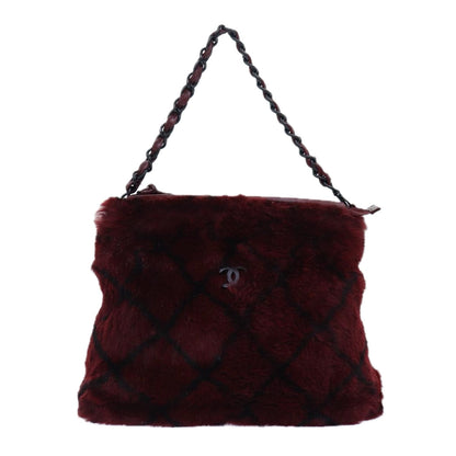 Top Quality Chanel COCO Mark Chain Hand Bag Canvas Wine Red CC Auth yk13976A