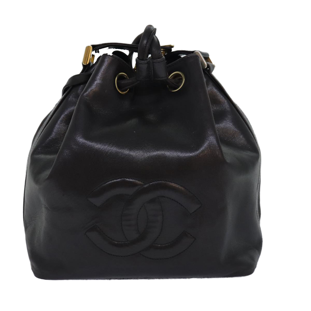 Top Quality Chanel COCO Mark Drawstring Chain Shoulder Bag Leather Brown CC Auth yk14076
