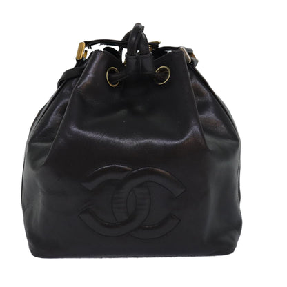 Top Quality Chanel COCO Mark Drawstring Chain Shoulder Bag Leather Brown CC Auth yk14076