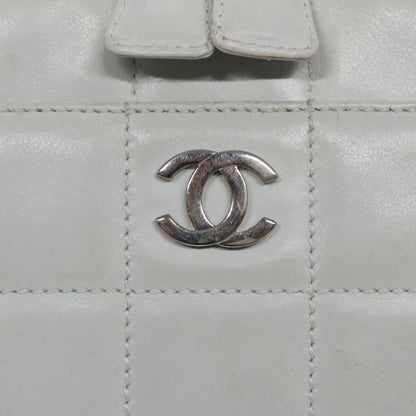 Top Quality Chanel Choco Bar Chain Hand Bag Leather White Silver CC Auth yk14303