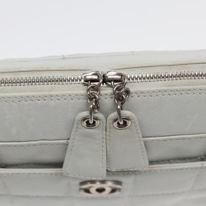 Top Quality Chanel Choco Bar Chain Hand Bag Leather White Silver CC Auth yk14303