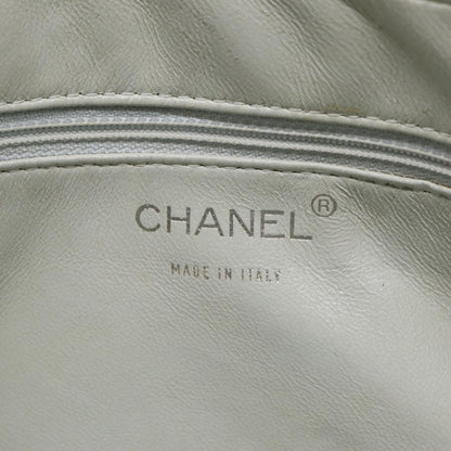 Top Quality Chanel Choco Bar Chain Hand Bag Leather White Silver CC Auth yk14303