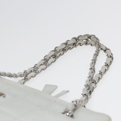 Top Quality Chanel Choco Bar Chain Hand Bag Leather White Silver CC Auth yk14303