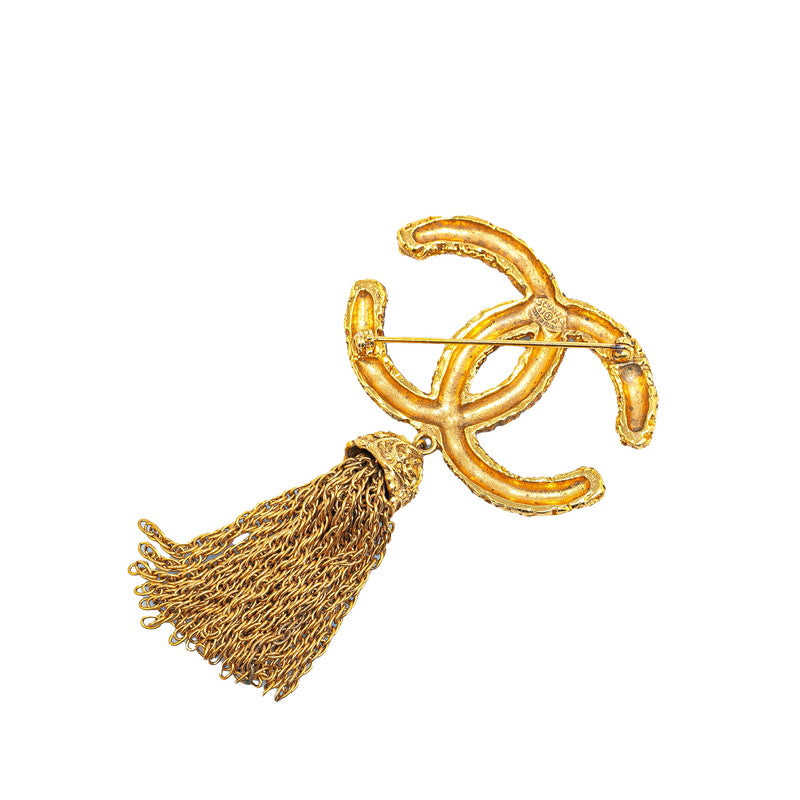 Top Quality Chanel Vintage Coco Mark Tassel Brooch Gold Plated