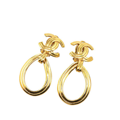 Top Quality Chanel Vintage Coco Mark Gold Earrings