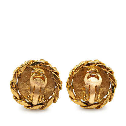 Top Quality Chanel Vintage Coco Mark Chain Earrings Gold Plated Rhinestones